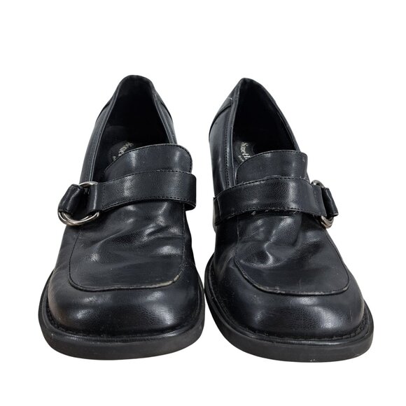 Vintage Y2K Skechers Faux Leather Chunky Heels Size 7 7.5? Somethin' Else Black - Picture 6 of 13